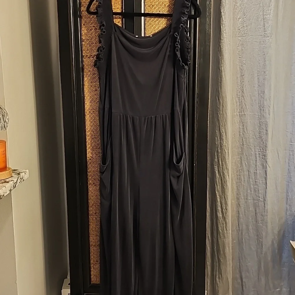 Stylish Billie Cupro Black Jumpsuit with Ruffle Straps From  Anthropologie - Picture 4 of 11
